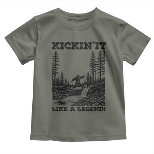 Kickin It Like A Legend Toddler T Shirt Funny Bigfoot Soccer Player TS12 Military Green Print Your Wear