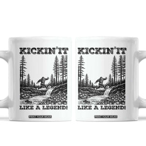 Kickin It Like A Legend Coffee Mug Funny Bigfoot Soccer Player TS12 White Print Your Wear