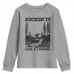 Kickin It Like A Legend Youth Sweatshirt Funny Bigfoot Soccer Player TS12 Sport Gray Print Your Wear