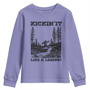 Kickin It Like A Legend Youth Sweatshirt Funny Bigfoot Soccer Player TS12 Violet Print Your Wear