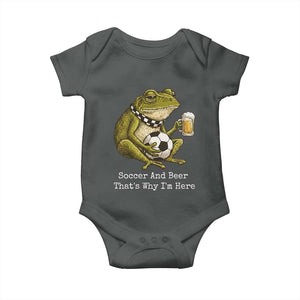 Funny Frog Lover Baby Onesie Soccer And Beer That Is Why I Am Here TS12 Dark Heather Print Your Wear