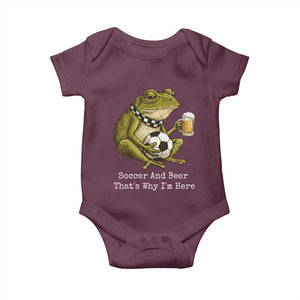Funny Frog Lover Baby Onesie Soccer And Beer That Is Why I Am Here TS12 Maroon Print Your Wear