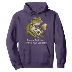 Funny Frog Lover Hoodie Soccer And Beer That Is Why I Am Here TS12 Purple Print Your Wear