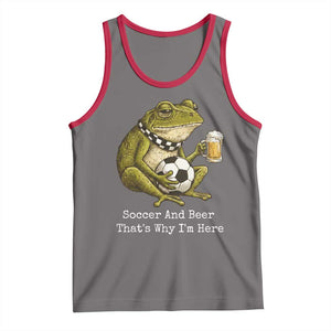 Funny Frog Lover Tank Top Soccer And Beer That Is Why I Am Here TS12 Deep Heather Red Print Your Wear