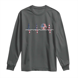 USA Soccer Heartbeat Long Sleeve Shirt American Flag Football Pulse TS12 Dark Heather Print Your Wear