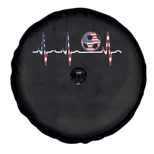 USA Soccer Heartbeat Spare Tire Cover American Flag Football Pulse TS12 Print Your Wear