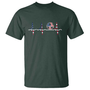 USA Soccer Heartbeat T Shirt American Flag Football Pulse TS12 Dark Forest Green Print Your Wear