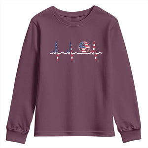 USA Soccer Heartbeat Youth Sweatshirt American Flag Football Pulse TS12 Maroon Print Your Wear