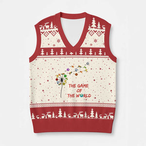 Soccer Dandelion Flower V-Neck Knit Sweater Vest The Game Of The World TS12 Beige Red Print Your Wear