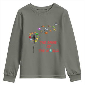 Soccer Dandelion Flower Youth Sweatshirt The Game Of The World TS12 Military Green Print Your Wear