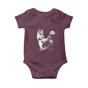Cat Playing Soccer Baby Onesie Funny Cat Lover Gift TS12 Maroon Print Your Wear