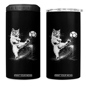 Cat Playing Soccer 4 in 1 Can Cooler Tumbler Funny Cat Lover Gift TS12 One Size: 16 oz Black Print Your Wear