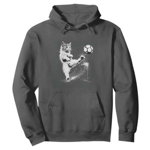 Cat Playing Soccer Hoodie Funny Cat Lover Gift TS12 Dark Heather Print Your Wear