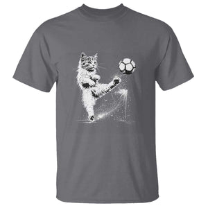 Cat Playing Soccer T Shirt Funny Cat Lover Gift TS12 Charcoal Print Your Wear
