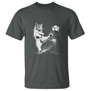 Cat Playing Soccer T Shirt Funny Cat Lover Gift TS12 Dark Heather Print Your Wear