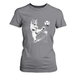 Cat Playing Soccer T Shirt For Women Funny Cat Lover Gift TS12 Charcoal Print Your Wear
