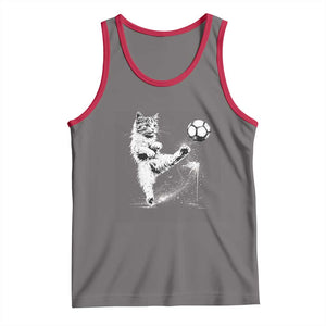 Cat Playing Soccer Tank Top Funny Cat Lover Gift TS12 Deep Heather Red Print Your Wear