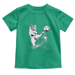 Cat Playing Soccer Toddler T Shirt Funny Cat Lover Gift TS12 Irish Green Print Your Wear