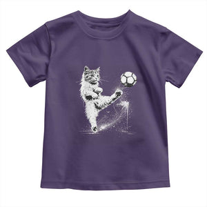 Cat Playing Soccer Toddler T Shirt Funny Cat Lover Gift TS12 Purple Print Your Wear