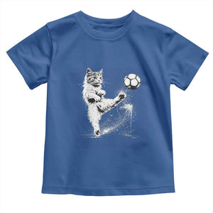 Cat Playing Soccer Toddler T Shirt Funny Cat Lover Gift TS12 Royal Blue Print Your Wear