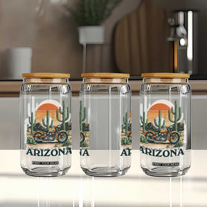Arizona Motorcycle Glass Can Vintage Desert Highway Rider Gift TS12 Print Your Wear