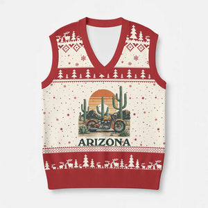 Arizona Motorcycle V-Neck Knit Sweater Vest Vintage Desert Highway Rider Gift TS12 Beige Red Print Your Wear