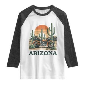 Arizona Motorcycle Raglan Shirt Vintage Desert Highway Rider Gift TS12 White Heather Charcoal Print Your Wear