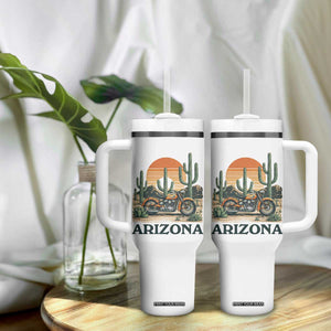 Arizona Motorcycle Tumbler With Handle Vintage Desert Highway Rider Gift TS12 Print Your Wear