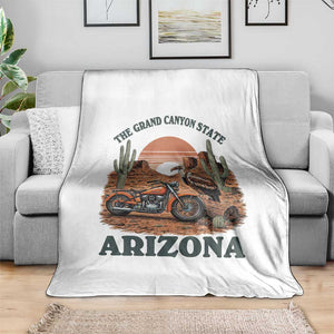 Vintage Arizona Motorcycle Rider Throw Blanket Desert Cactus Grand Canyon State TS12 Print Your Wear