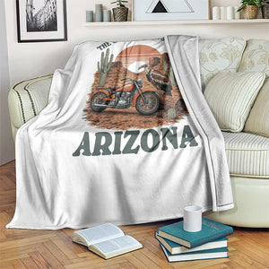 Vintage Arizona Motorcycle Rider Throw Blanket Desert Cactus Grand Canyon State TS12 Print Your Wear
