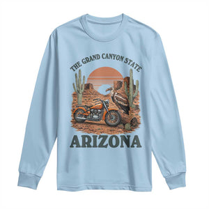 Vintage Arizona Motorcycle Rider Long Sleeve Shirt Desert Cactus Grand Canyon State TS12 Light Blue Print Your Wear