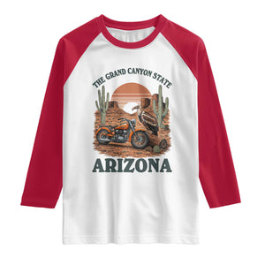 Vintage Arizona Motorcycle Rider Raglan Shirt Desert Cactus Grand Canyon State TS12 White Red Print Your Wear