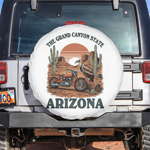 Vintage Arizona Motorcycle Rider Spare Tire Cover Desert Cactus Grand Canyon State TS12 No hole White Print Your Wear