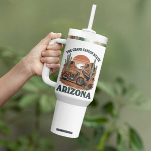 Vintage Arizona Motorcycle Rider Tumbler With Handle Desert Cactus Grand Canyon State TS12 Print Your Wear