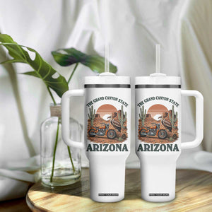 Vintage Arizona Motorcycle Rider Tumbler With Handle Desert Cactus Grand Canyon State TS12 Print Your Wear