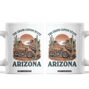 Vintage Arizona Motorcycle Rider Coffee Mug Desert Cactus Grand Canyon State TS12 White Print Your Wear