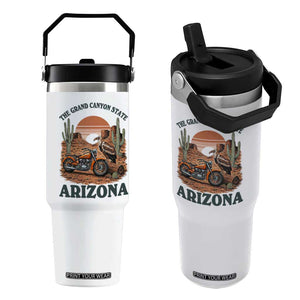 Vintage Arizona Motorcycle Rider Flip Straw Tumbler Desert Cactus Grand Canyon State TS12 One Size: 30 oz White Print Your Wear