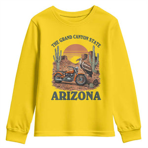 Vintage Arizona Motorcycle Rider Youth Sweatshirt Desert Cactus Grand Canyon State TS12 Daisy Print Your Wear