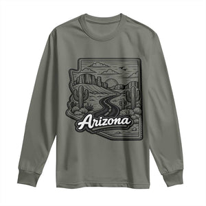 Vintage Arizona Pride Long Sleeve Shirt Cactus Desert Western Landscape TS12 Military Green Print Your Wear