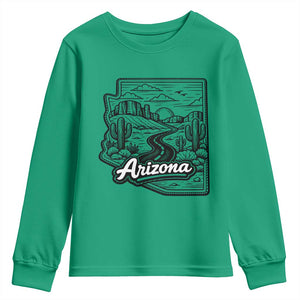 Vintage Arizona Pride Youth Sweatshirt Cactus Desert Western Landscape TS12 Irish Green Print Your Wear