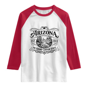Arizona Desert Wanderlust Raglan Shirt Vintage Grand Canyon State Est 1912 TS12 White Red Print Your Wear