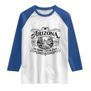 Arizona Desert Wanderlust Raglan Shirt Vintage Grand Canyon State Est 1912 TS12 White Royal Print Your Wear