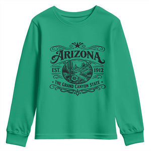 Arizona Desert Wanderlust Youth Sweatshirt Vintage Grand Canyon State Est 1912 TS12 Irish Green Print Your Wear