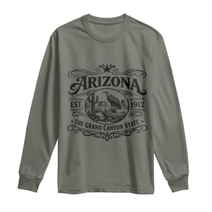 Vintage Arizona Cactus Desert Canyon Western 1912 Long Sleeve Shirt TS12 Military Green Print Your Wear