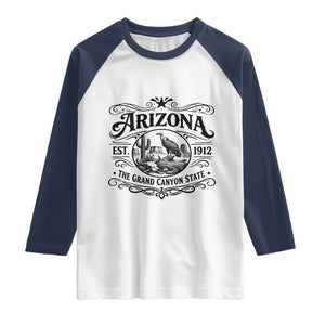 Vintage Arizona Cactus Desert Canyon Western 1912 Raglan Shirt TS12 White Navy Print Your Wear