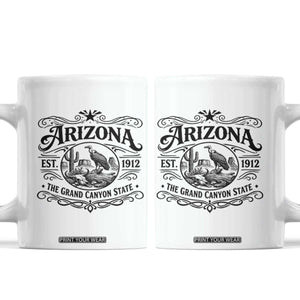 Vintage Arizona Cactus Desert Canyon Western 1912 Coffee Mug TS12 White Print Your Wear