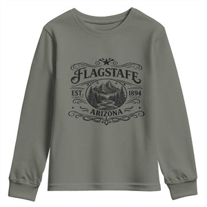 Vintage Flagstaff Landscape Adventure Youth Sweatshirt Arizona Gift TS12 Military Green Print Your Wear