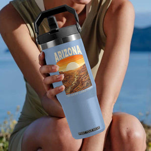 Arizona Souvenir Grand Canyon State Flip Straw Tumbler Saguaro Cactus Road Trip TS12 One Size: 30 oz Light Blue Print Your Wear