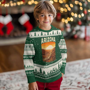 Arizona Souvenir Grand Canyon State Ugly Christmas Sweater Saguaro Cactus Road Trip TS12 Forest Green Beige Print Your Wear