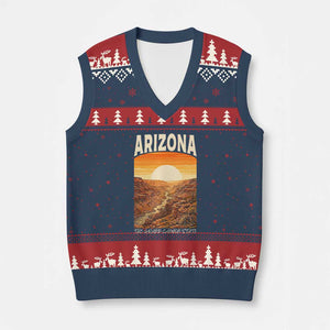 Arizona Souvenir Grand Canyon State V-Neck Knit Sweater Vest Saguaro Cactus Road Trip TS12 Navy Red Print Your Wear